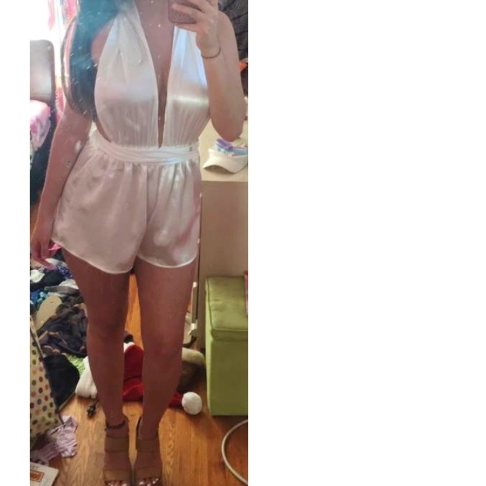 White wrap romper